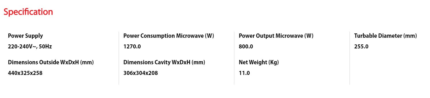 Toshiba Microwave Oven 20L MM-MM20P