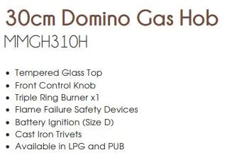 Mayer Domino Gas Hob 1 Burner MMGH310H - LPG / PUB