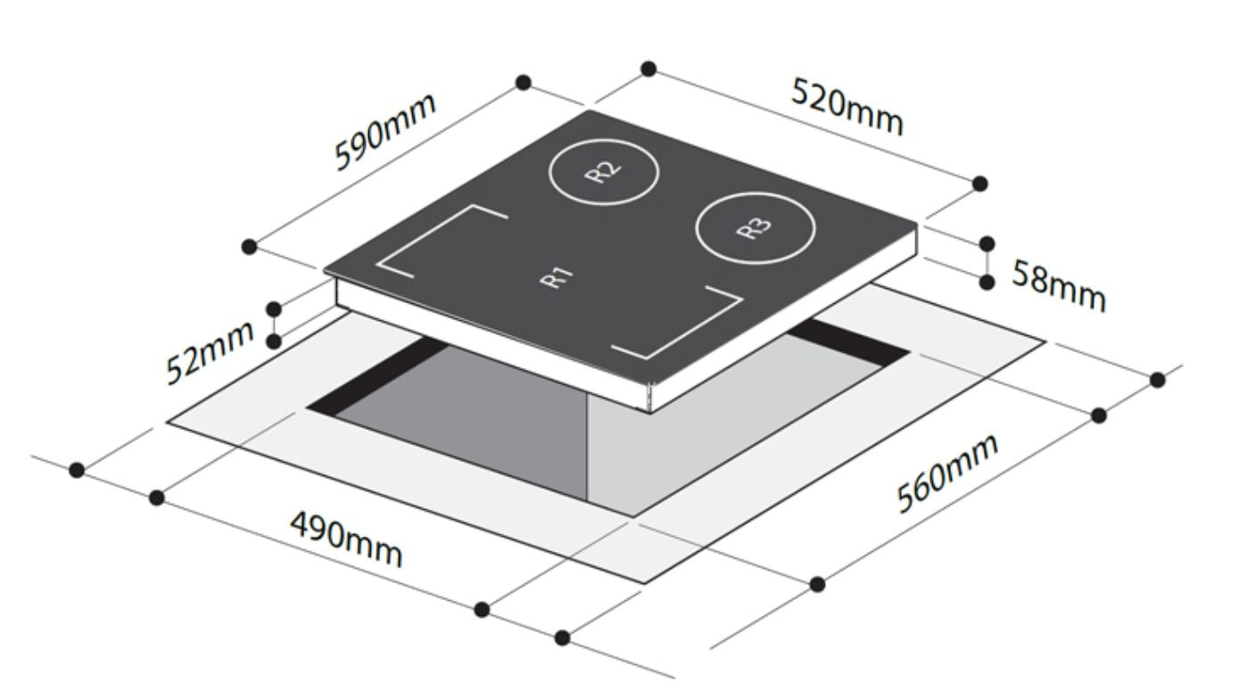 Mayer 3 Zones Induction Hob MMIH603FZ