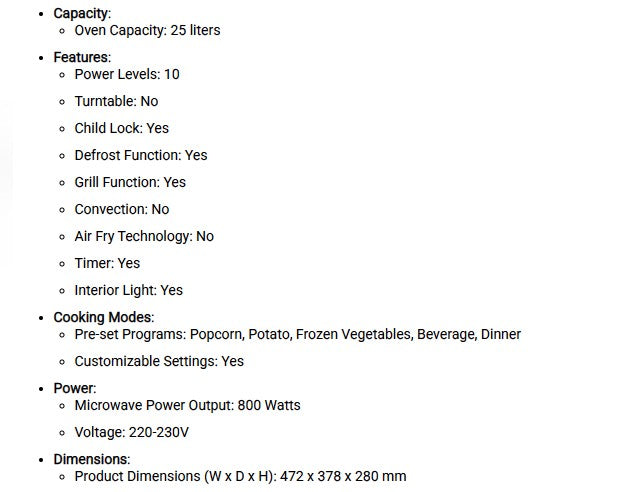 Midea Grill Microwave Oven 25L MMO-EG925MX