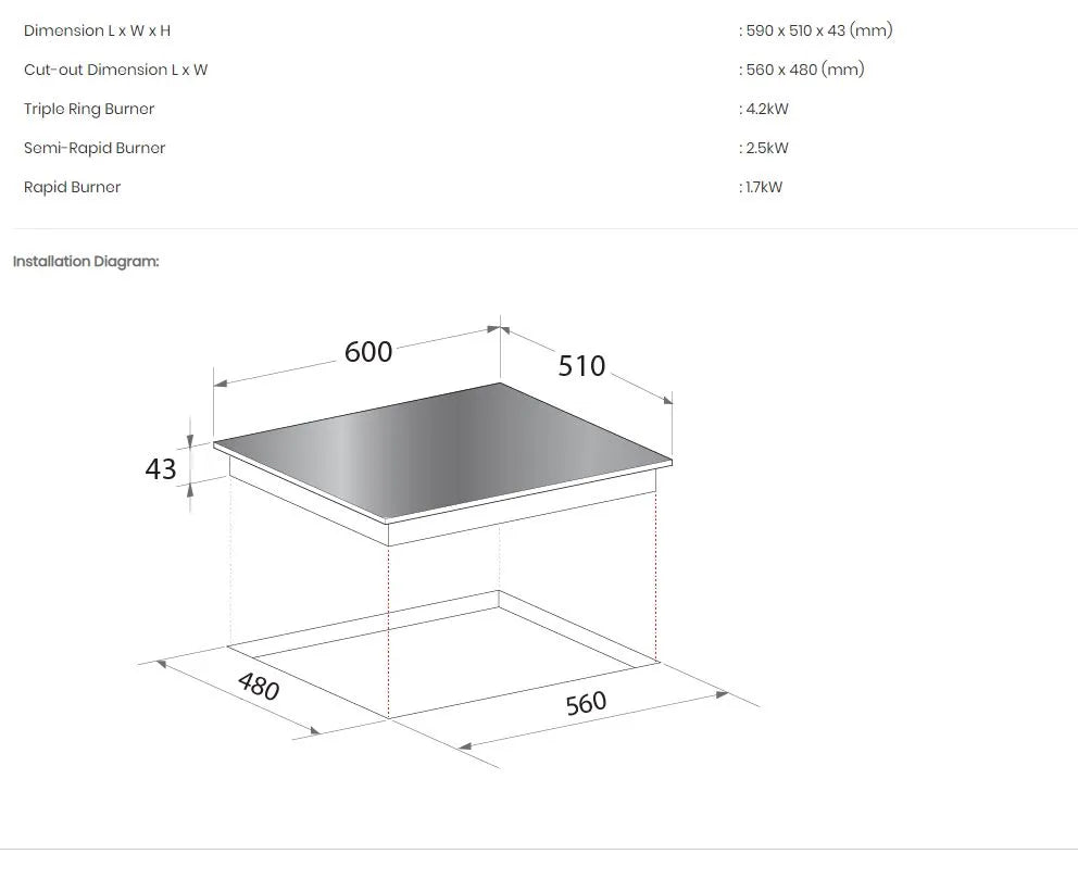 Mayer Stainless Steel Hob 3 Burner MMSS633 - LPG / PUB