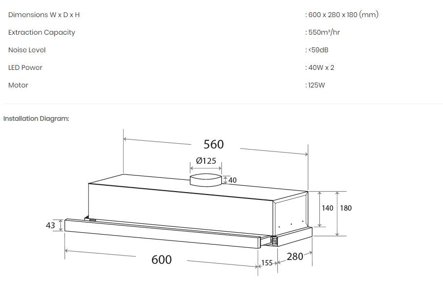 Mayer Telescopic Hood 60cm MMTH60