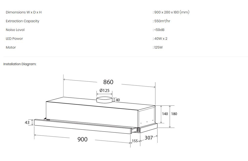 Mayer Telescopic Hood 90cm MMTH90