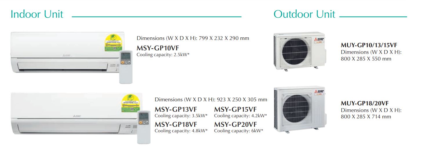 Mitsubishi Inverter Single Split AirCon 13000BTU MUY/MSY-GP13VF