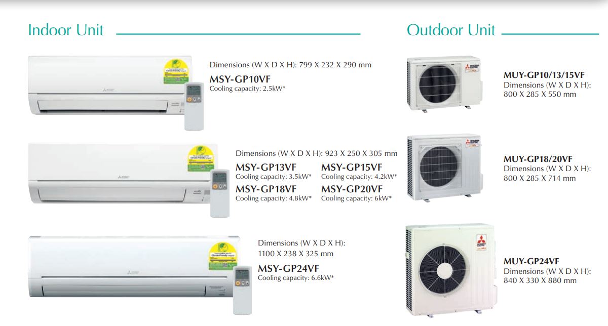 Mitsubishi Inverter Single Split AirCon 18000BTU MUY/MSY-GP18VF