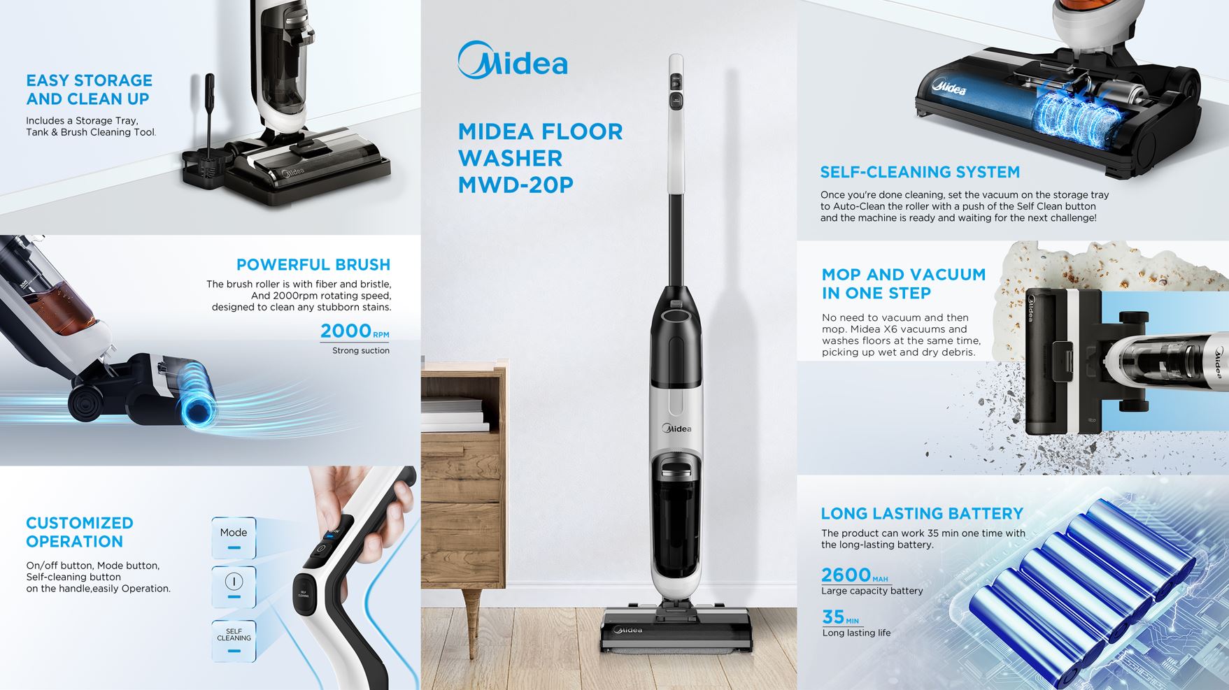 Midea Deep Clean Handheld Vacuum Cleaner MWD-20P