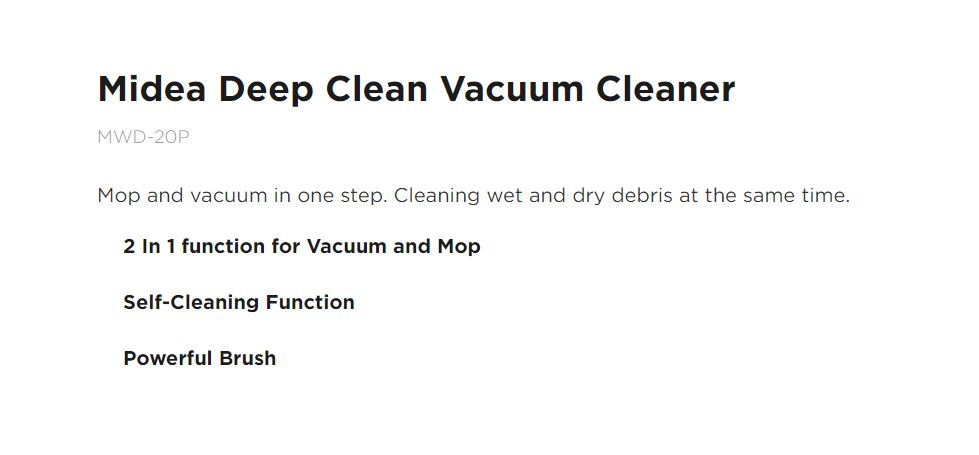 Midea Deep Clean Handheld Vacuum Cleaner MWD-20P