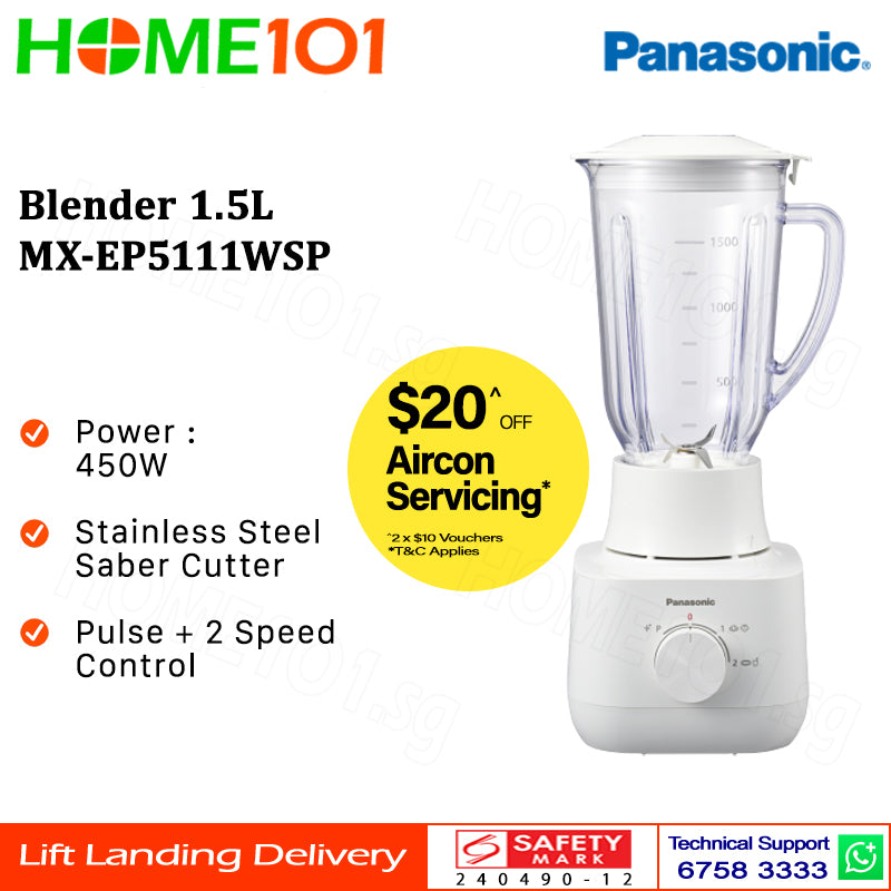 Panasonic Plastic Jug Blender Mill 1.5L MX-EP5111WSP || MX-EP5111