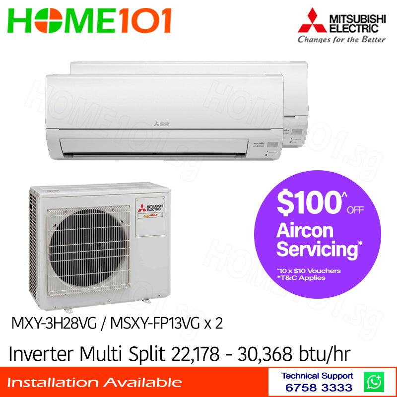 Mitsubishi StarMex Multi-Split MXY-3H28VG/MSXY-FP13VG x 2 - CLIMATE VOUCHER ELIGIBLE