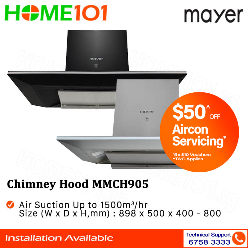 Mayer Chimney Hood with Oil Cup 90cm MMCH905BR / SR