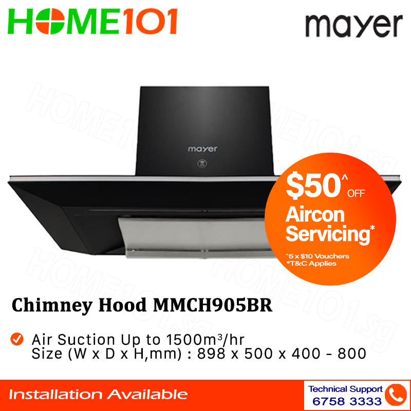 Mayer Chimney Hood with Oil Cup 90cm MMCH905BR / SR