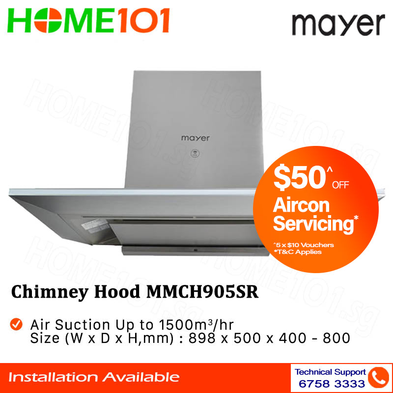 Mayer Chimney Hood with Oil Cup 90cm MMCH905BR / SR