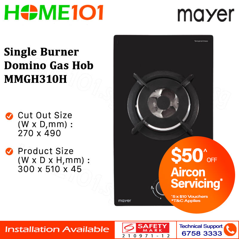 Mayer Domino Gas Hob 1 Burner MMGH310H - LPG / PUB