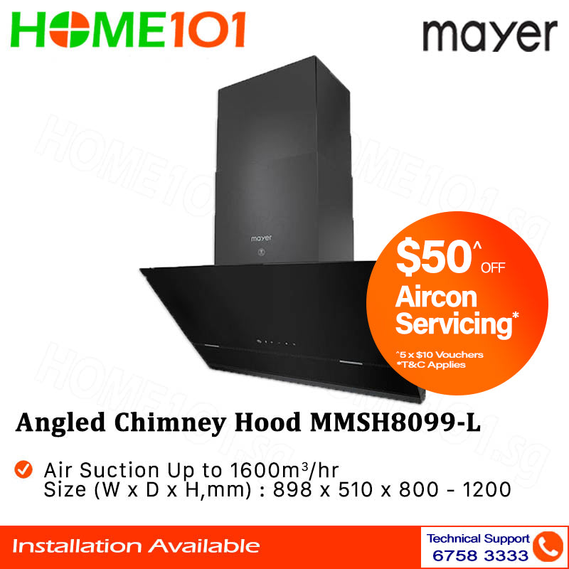 Mayer Angled Chimney Hood with Oil Cup 90cm MMSH8099-L
