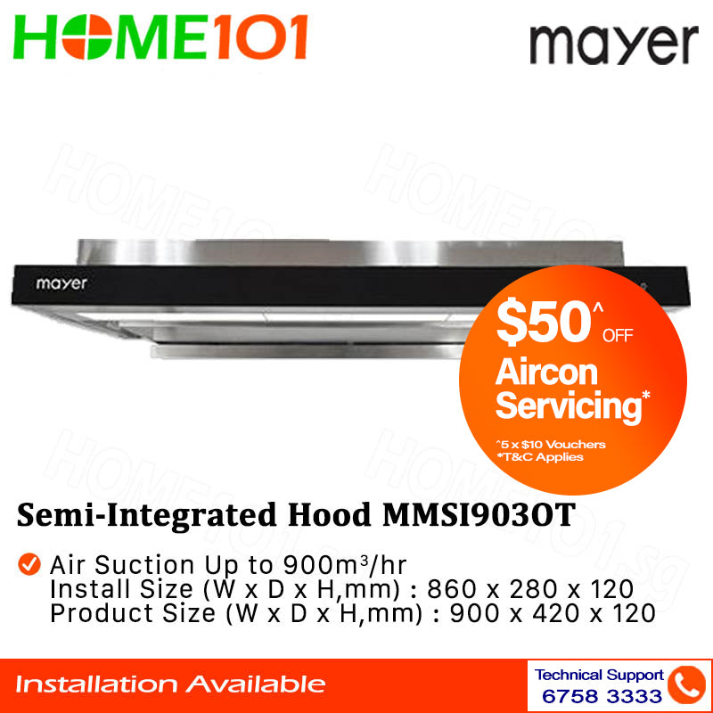 Mayer Semi-Integrated Hood with Oil Cup 90cm MMSI903OT