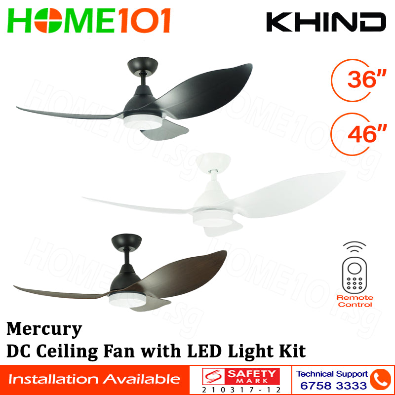 Khind DC Ceiling Fan with LED Light Kit 36"/46" Mercury