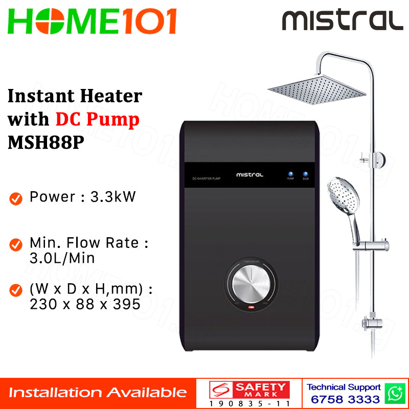 Mistral Electric Instant Water Heater with DC Pump MSH88P