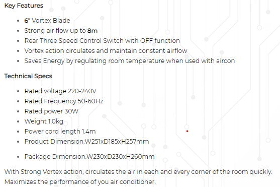 Iris Ohyama Circulator Fan 6" PCF-HE15