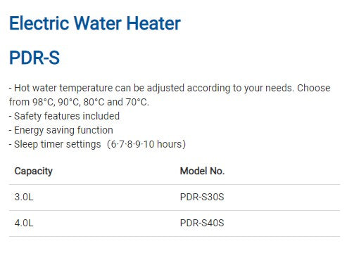 Tiger Electric Airpot 3.0 - 4.0L PDR-S30S I PDR-S40S