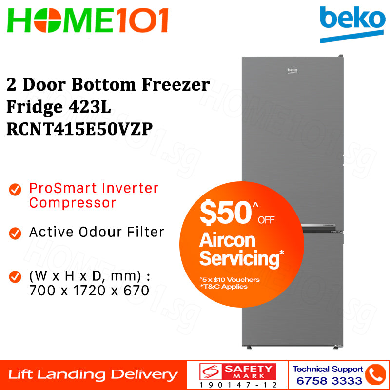 Beko 2 Door Bottom Freezer Fridge 423L RCNT415E50VZP