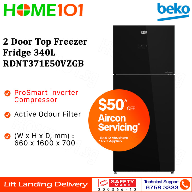 Beko 2 Door Top Freezer Fridge 340L RDNT371E50VZGB
