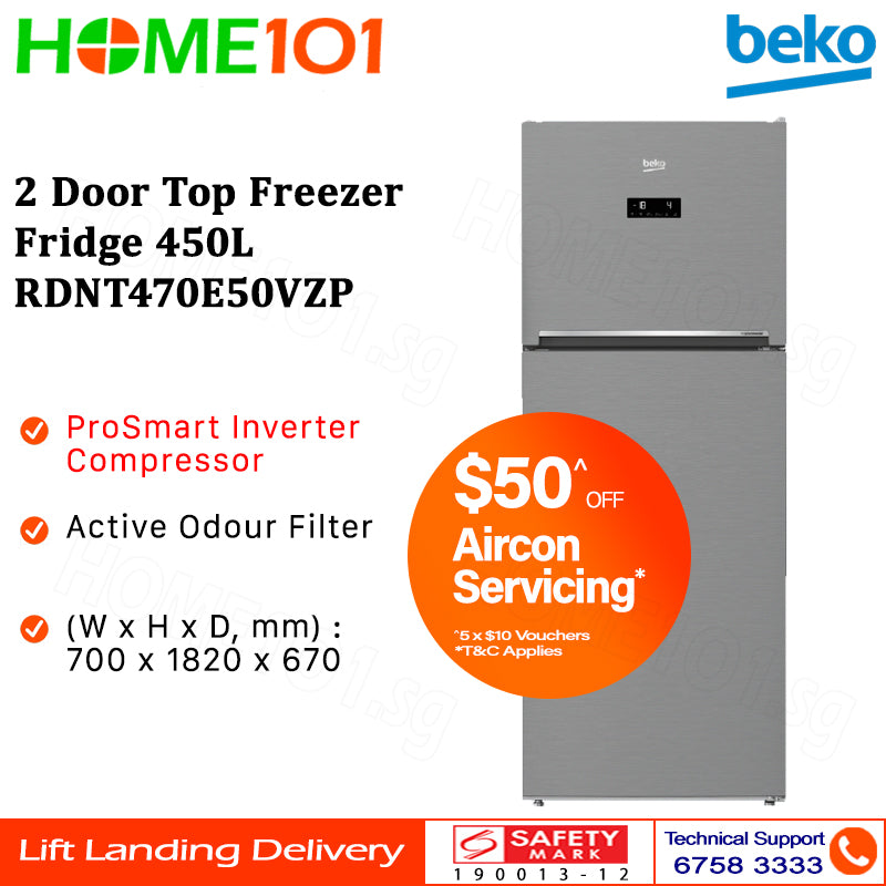 Beko 2 Door Top Freezer Fridge 450L RDNT470E50VZP