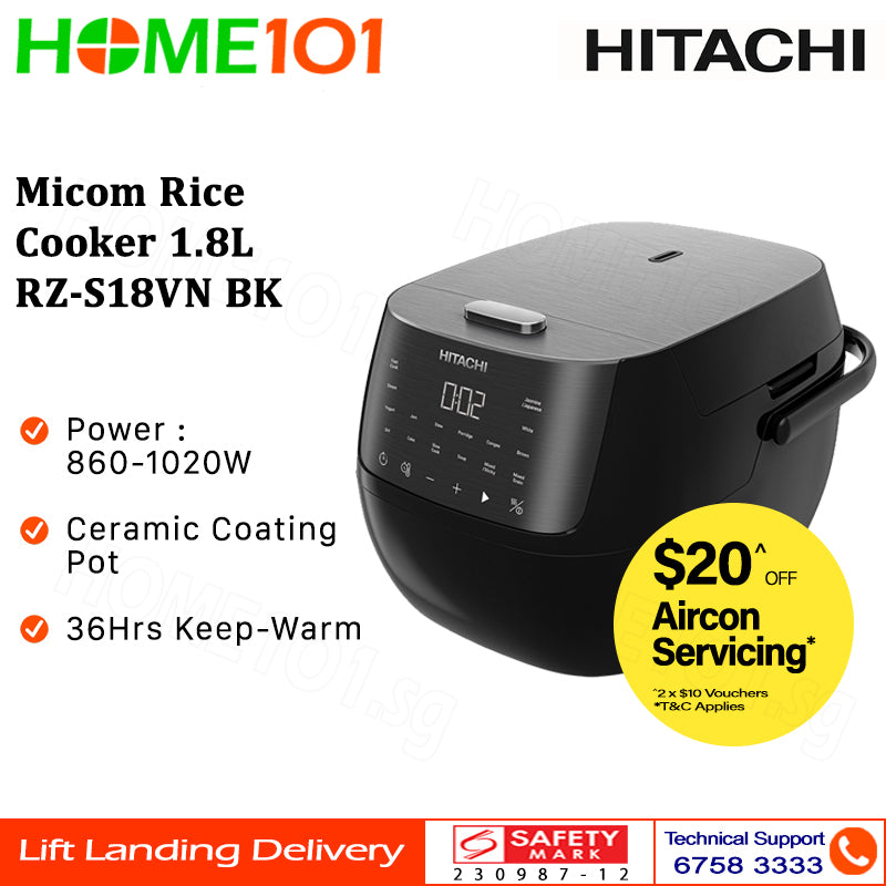 Hitachi Micom (Microcomputer) Rice Cooker 1.8L RZ-S18VN BK