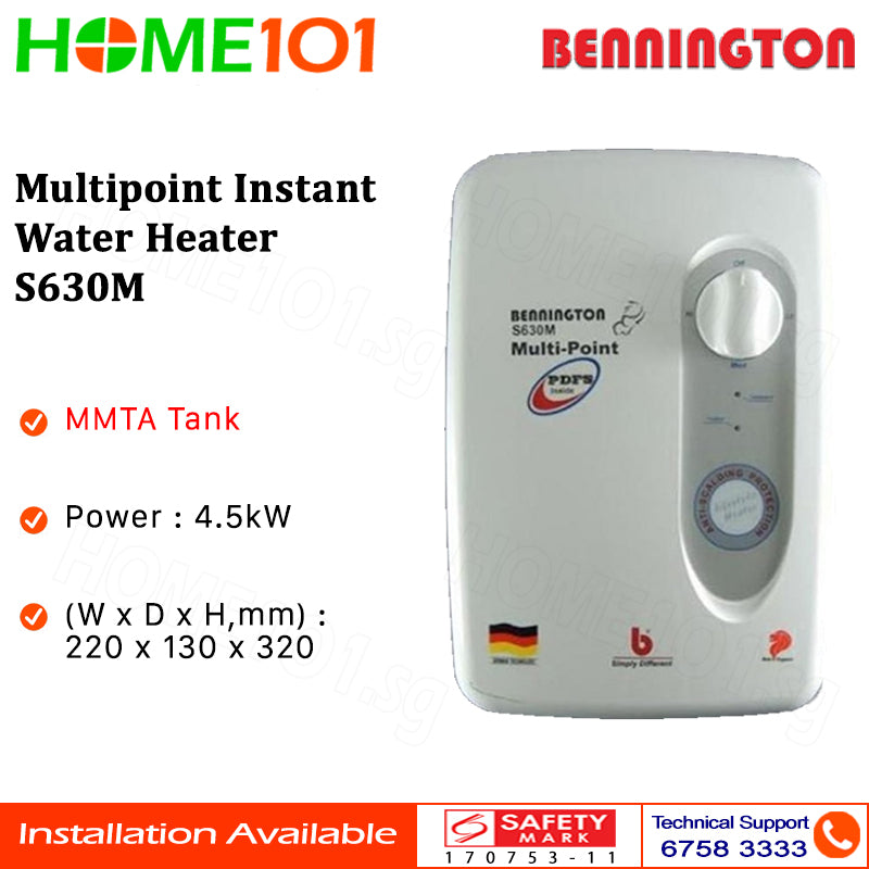 Bennington Multi-point Instantaneous Water Heater 4.5kW S630M