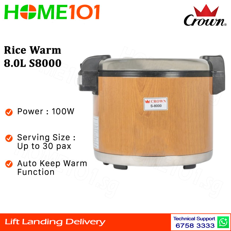 Crown Commercial Rice Warmer 8.0L S8000