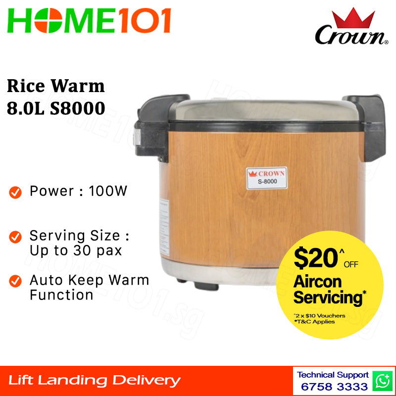 Crown Commercial Rice Warmer 8.0L S8000