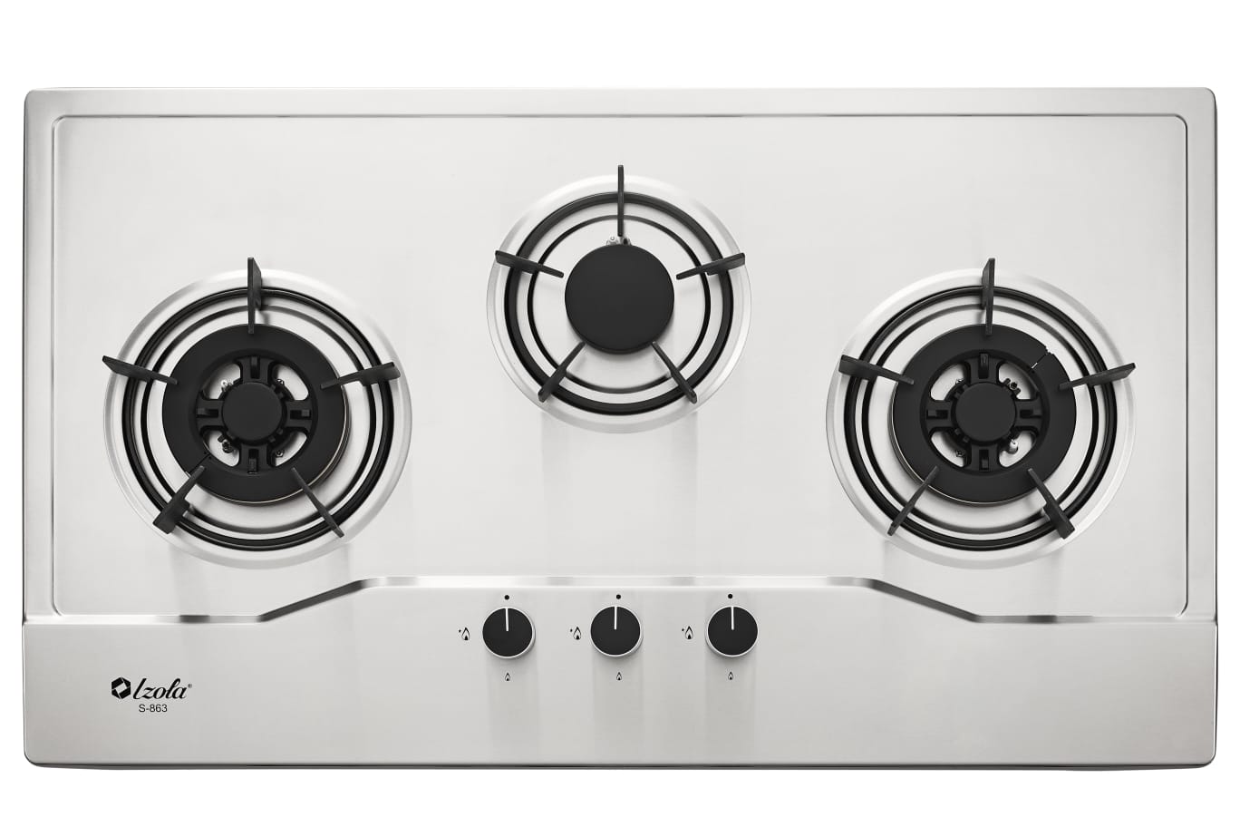 Izola Stainless Steel Built-In Hob 3 Burners S-863 - LPG / PUB - FREE INSTALLATION