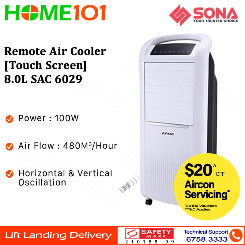 Sona Touch Screen Remote Air Cooler 8L SAC 6029 | SAC6029