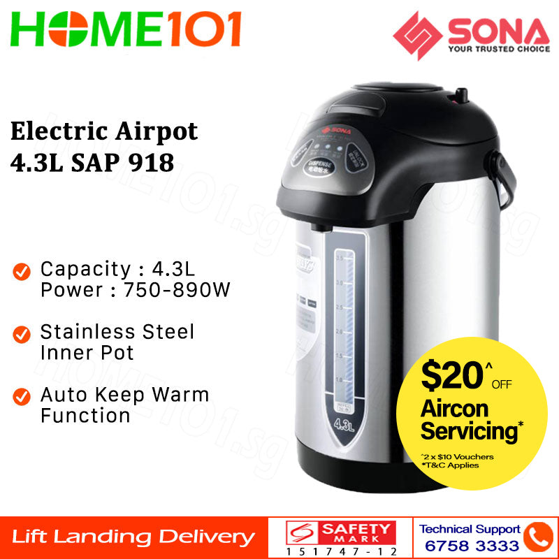 Sona Electric Airpot 4.3L SAP918 | SAP 918