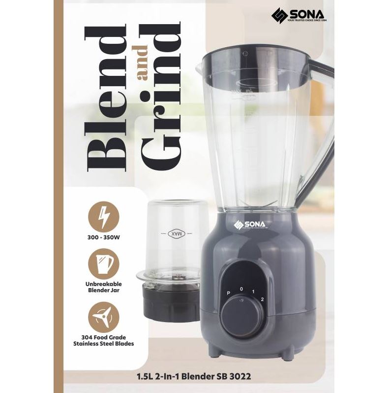 Sona 2in1 Blender 1.5L SB 3022