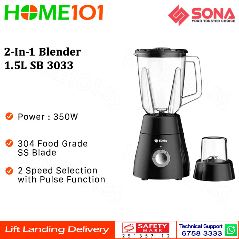 Sona 2-In-1 Blender 1.5L SB 3033