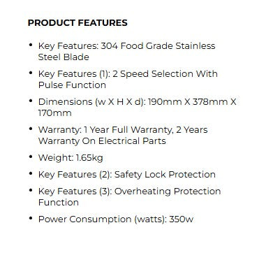 Sona 2-In-1 Blender 1.5L SB 3033