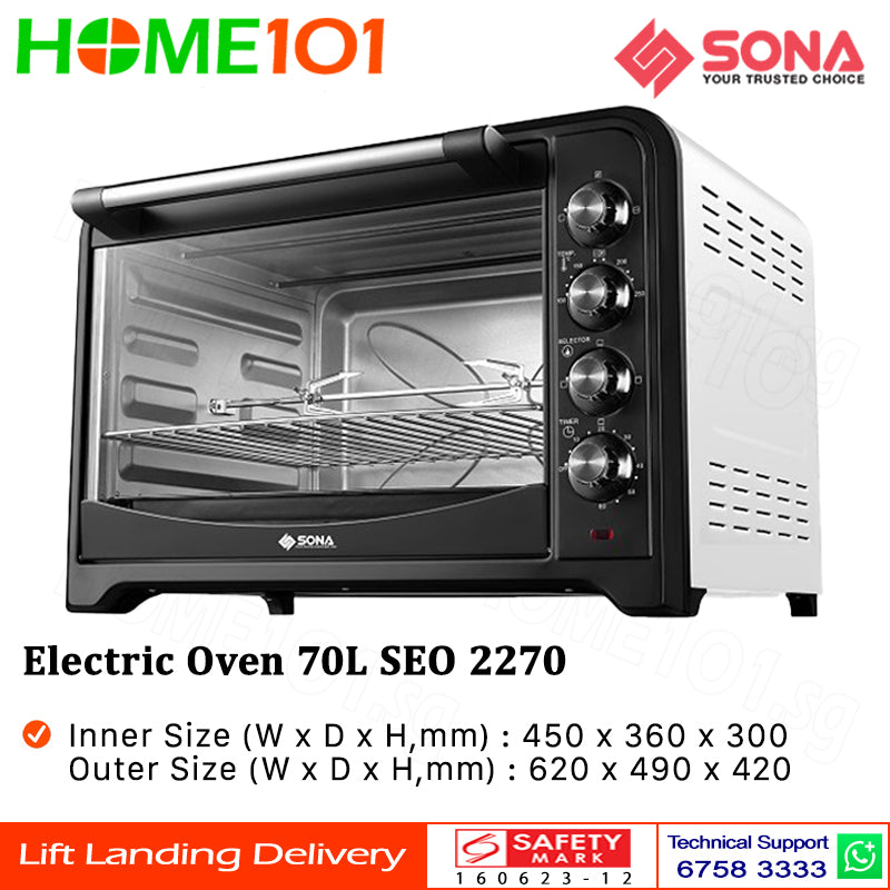 Sona Electric Oven 70L W/Motorized Rotisserie SEO2270 I SEO 2270