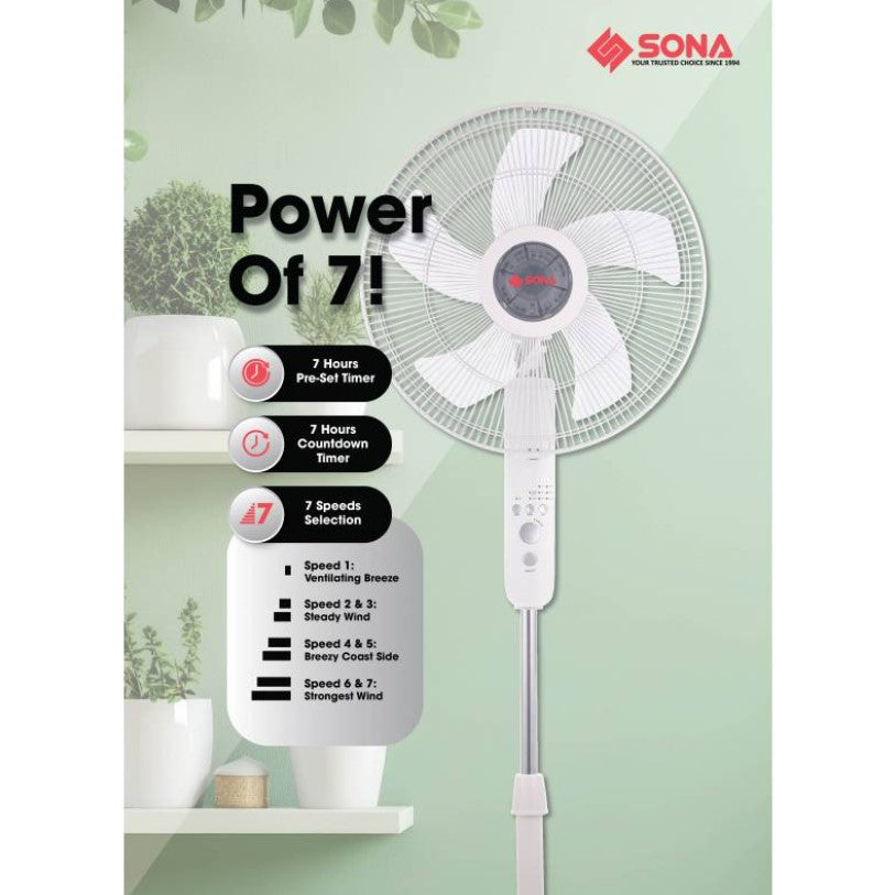 PRE-ORDER (ETA END FEB) Sona DC Stand Fan with Remote 16" SFS 1160DC