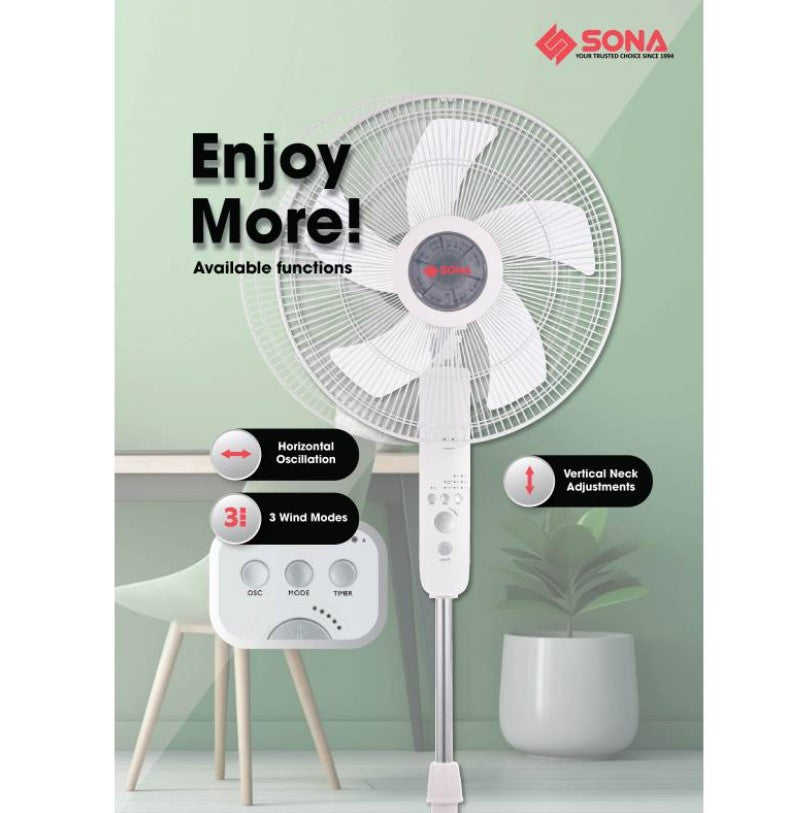 PRE-ORDER (ETA END FEB) Sona DC Stand Fan with Remote 16" SFS 1160DC