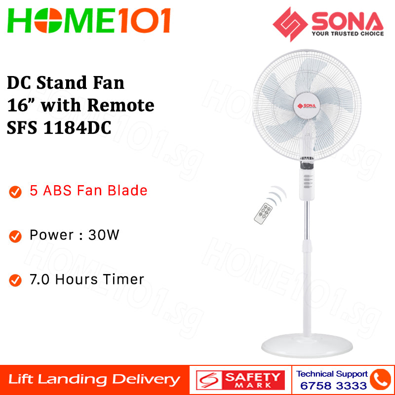 Sona DC Stand Fan with Remote 16" SFS 1184DC