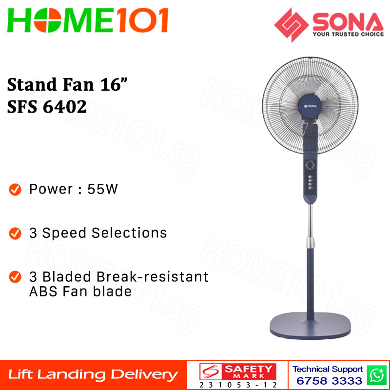 Sona Stand Fan 16" SFS 6402