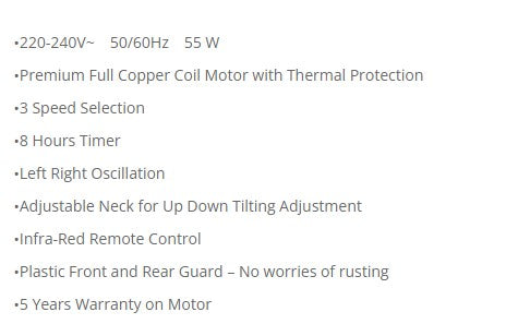 Sona Wall Fan with Remote 16" SFW 6461