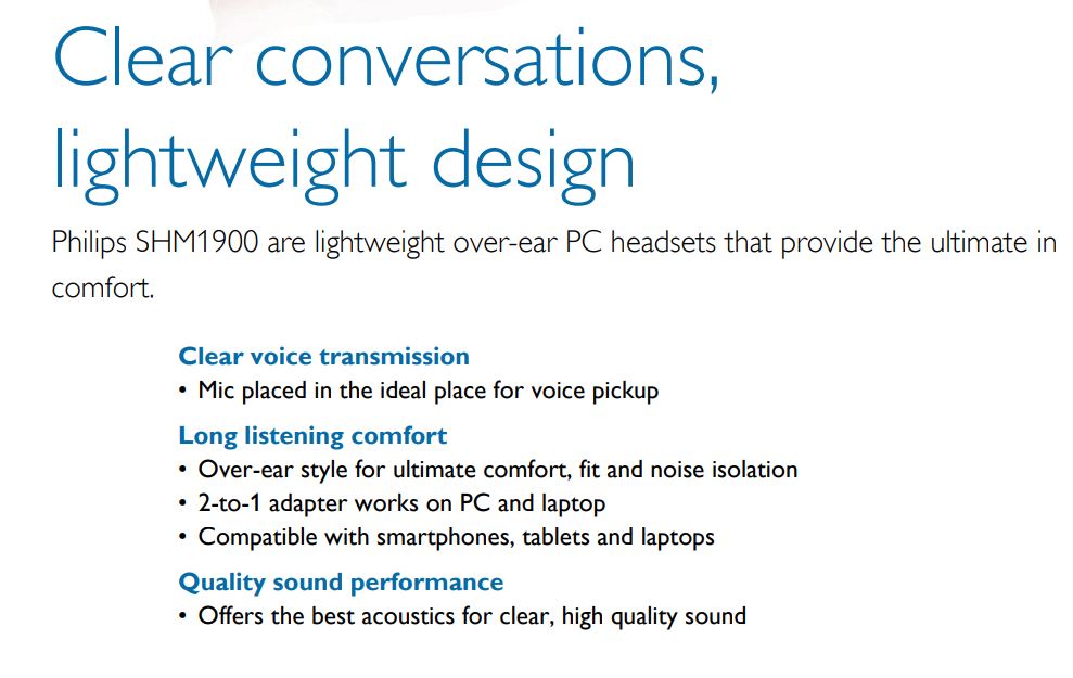 Philips Over-Ear PC Headset SHM1900/00