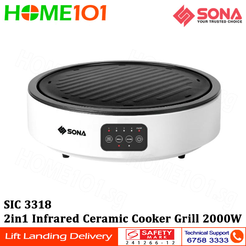 Sona 2in1 Infrared Ceramic Cooker Grill 2000W SIC 3318