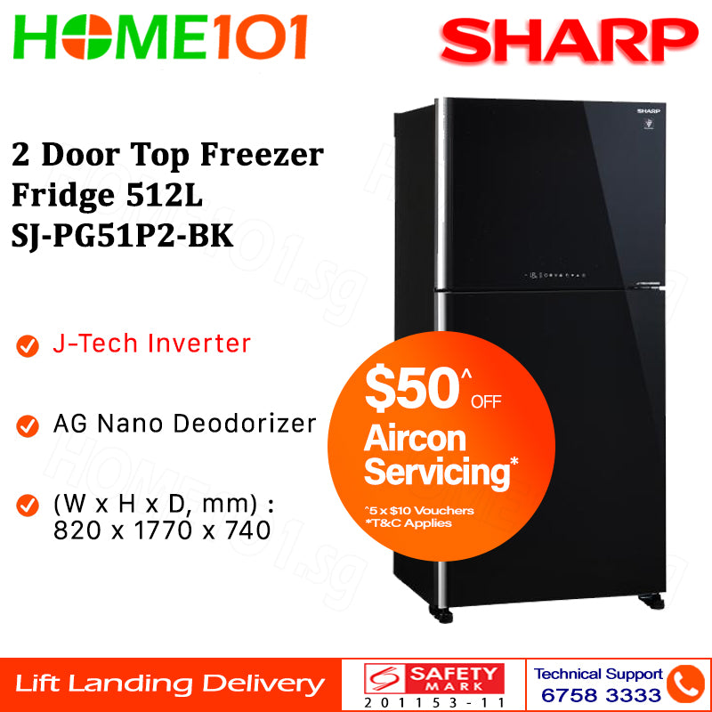 Sharp 2 Door Top Freezer Fridge 512L SJ-PG51P2