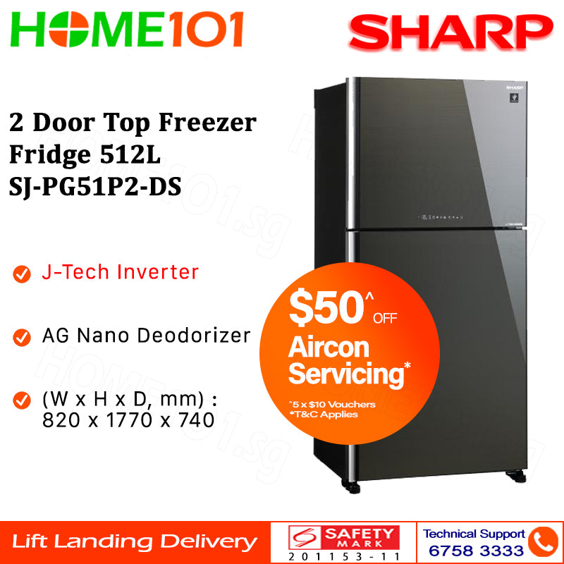 Sharp 2 Door Top Freezer Fridge 512L SJ-PG51P2