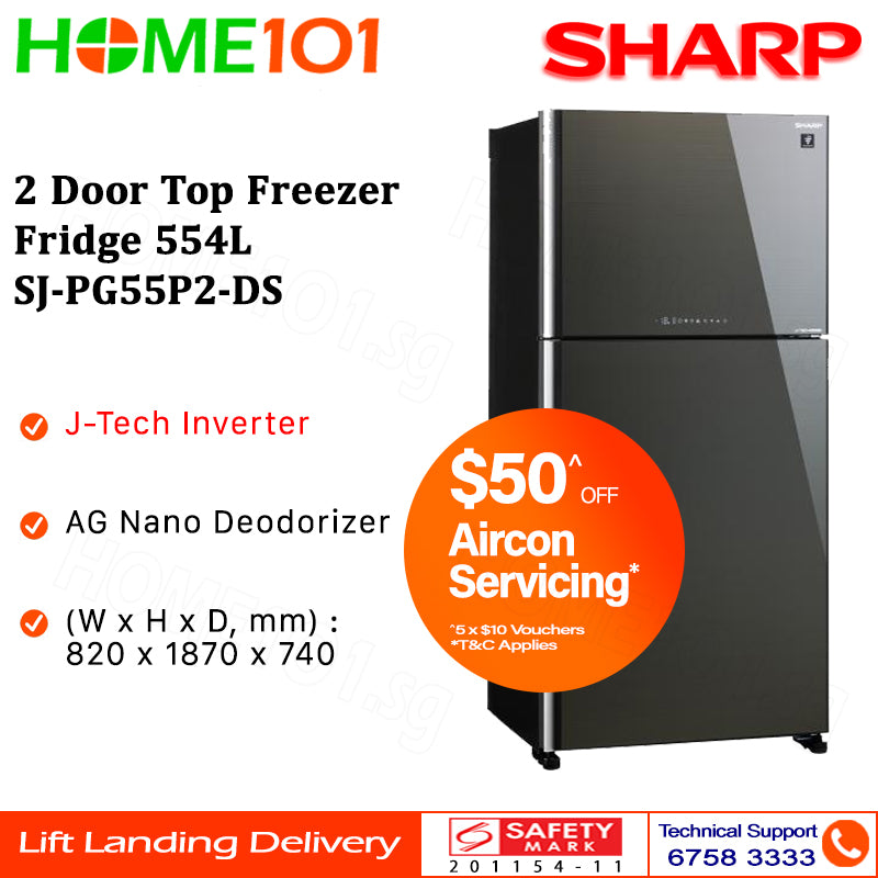 Sharp 2 Door Top Freezer Fridge 554L SJ-PG55P2