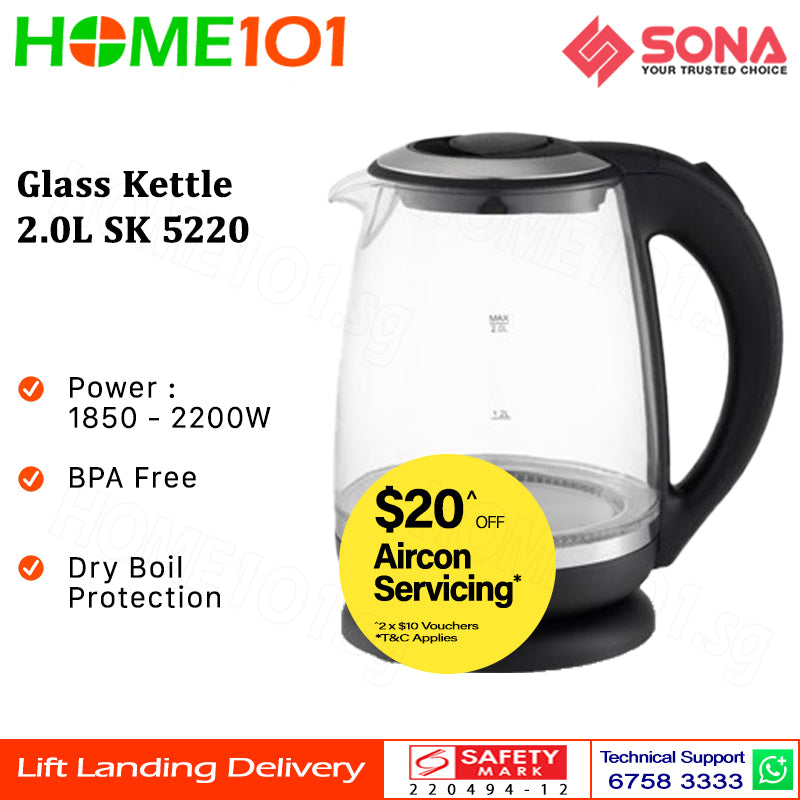 Sona Glass Kettle 2.0L SK 5220