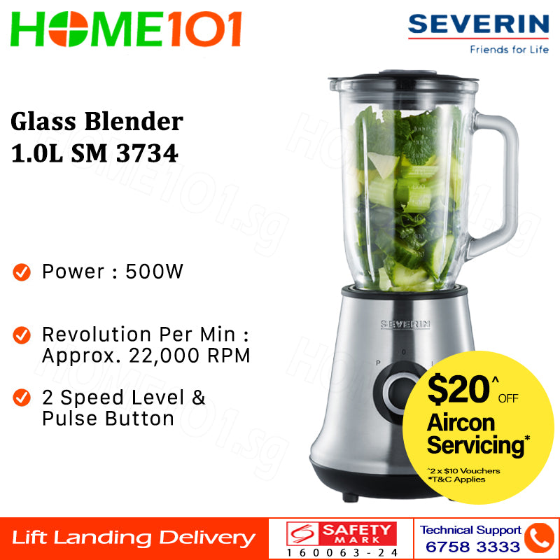 Severin Glass Blender 2 Speeds and Pulse Function 1.0L 500W SM 3734