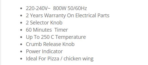 Sona Mini Oven 10L SMO 23A